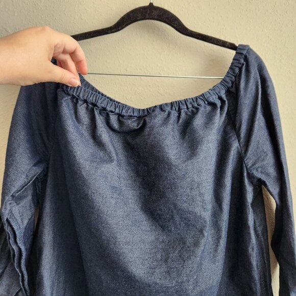 Rag & Bone Chambray Denim Off-The-Shoulder Mini Dress Size Large - Picture 7 of 10
